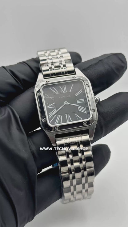 CARTIER SANTOS SILVER AND BLACK 34 (MUJER)