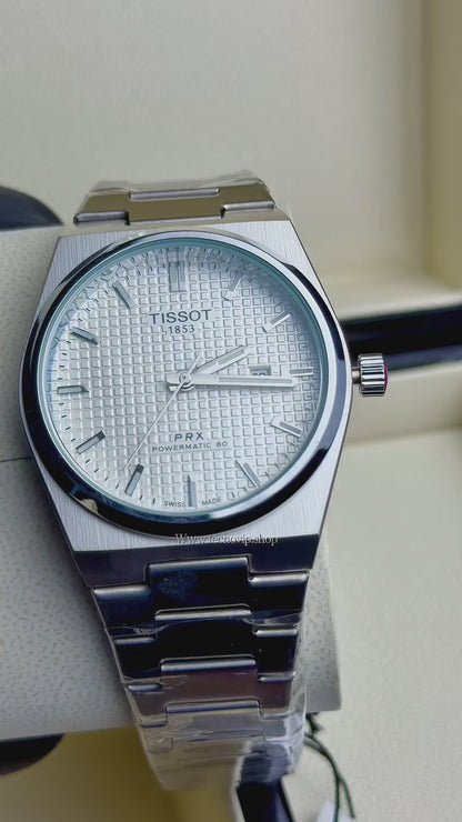 TISSOT PRX SILVER AND WHITE OPENBACK SEMIAUTOMÁTICO