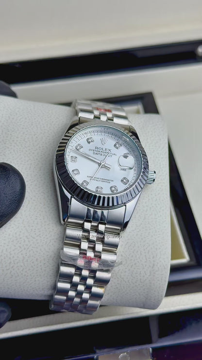 ROLEX PRESIDENCIAL SILVER AND WHITE STONE WHITE   (MUJER)
