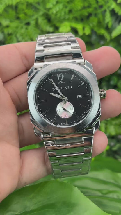 BVLGARI SILVER AND BLACK SILVER CRONOGRAF