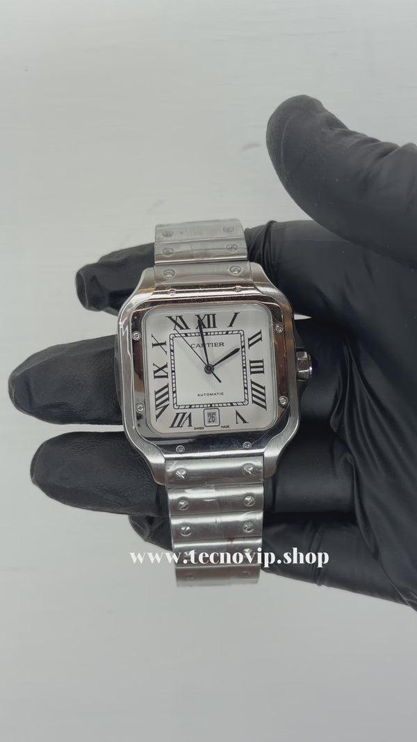 CARTIER SANTOS SILVER AND WHITE AAA