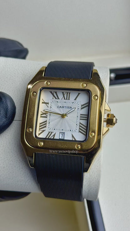 CARTIER SANTOS 100 WHITE GOLD BLACK