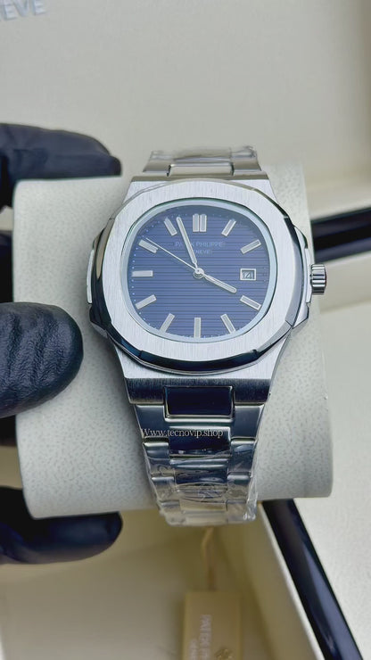 PATEK PHILIPPE NAUTILUS SILVER AND BLUE SEMIAUTOMÁTICO