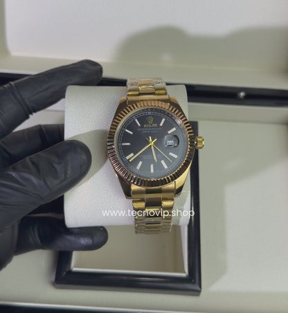 ROLEX DATEJUST GOLD AND BLACK SEMIAUTOMÁTICO