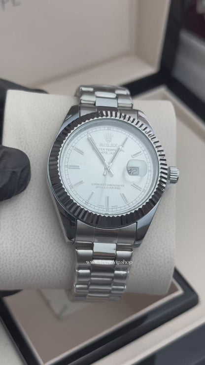 ROLEX DATEJUST SILVER AND WHITE