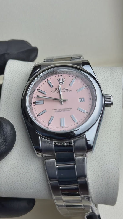 ROLEX OYTERPERPETUAL SILVER AND PINK SEMIAUTOMÁTICO