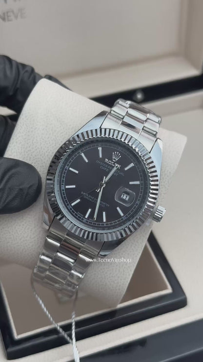 ROLEX DATEJUST SILVER AND BLACK