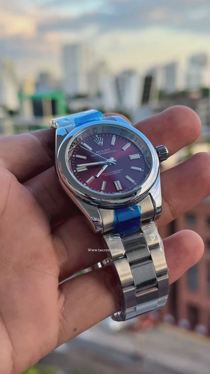 ROLEX OYSTER SILVER AND RED