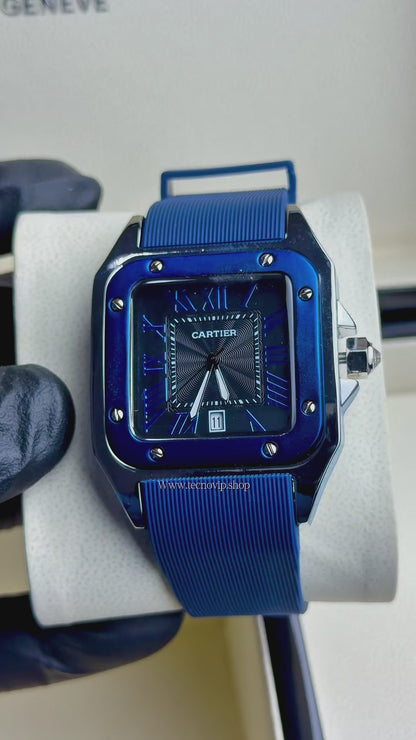CARTIER SANTOS 100 BLUE SILVER BLUE