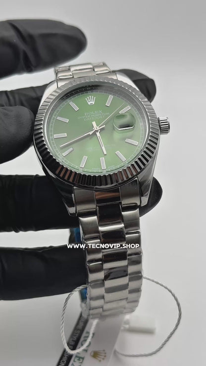 ROLEX DATEJUST SILVER AND GREEN (LISO)