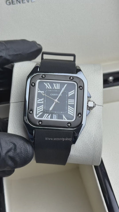 CARTIER SANTOS 100 BLACK BLACK SILVER
