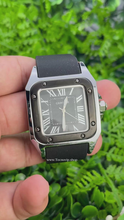 CARTIER SANTOS SILVER BLACK BLACK