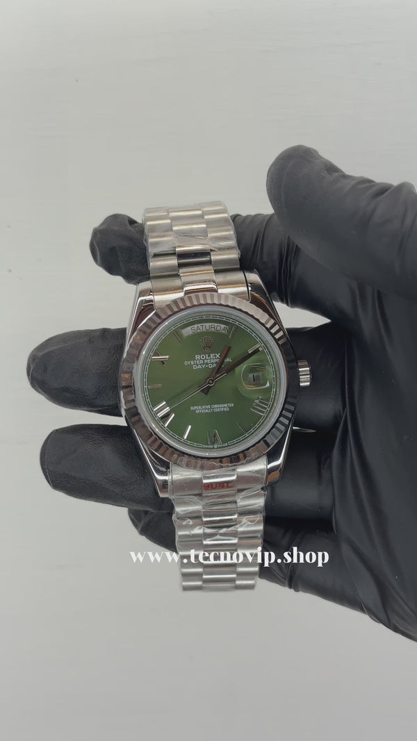 ROLEX DAY DATE SILVER AND GREEN AAA