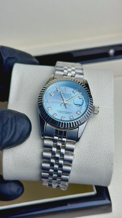 ROLEX PRESIDENCIAL  SILVER AND SKYBLUE (MUJER)