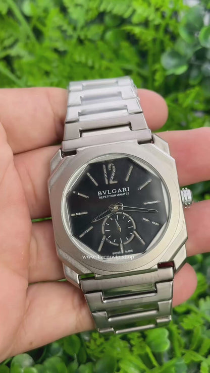BVLGARI SILVER AND BLACK CRONOGRAF