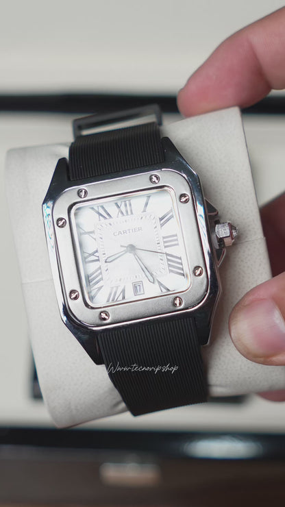 CARTIER SANTOS 100 WHITE  SILVER