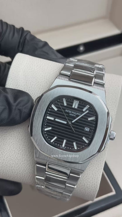 PATEK PHILIPPE NAUTILUS SILVER AND BLACK SEMIAUTOMÁTICO