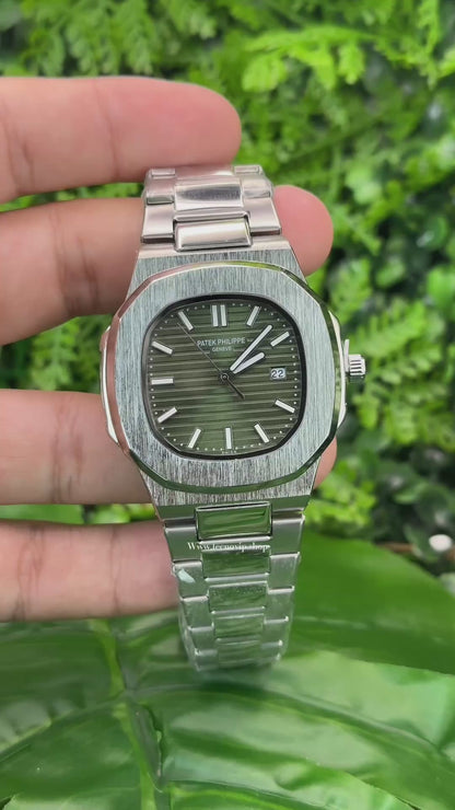 PATEK PHILIPPE NAUTILUS SILVER AND GREEN SEMIAUTOMÁTICO