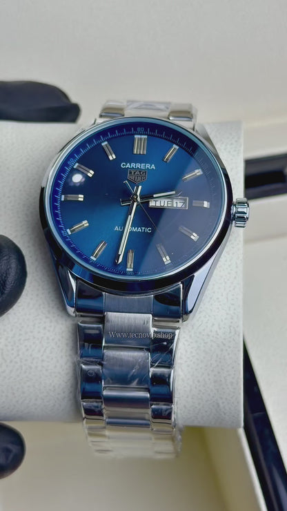 TAG CARRERA DAYDATE BLUE SILVER
