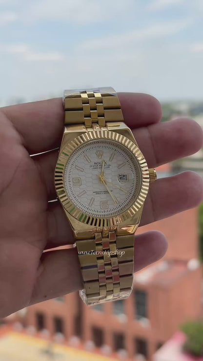ROLEX LAND DWELLER GOLD AND WHITE