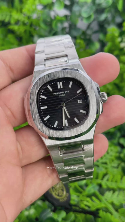 PATEK PHILIPPE NAUTILUS SILVER AND BLACK