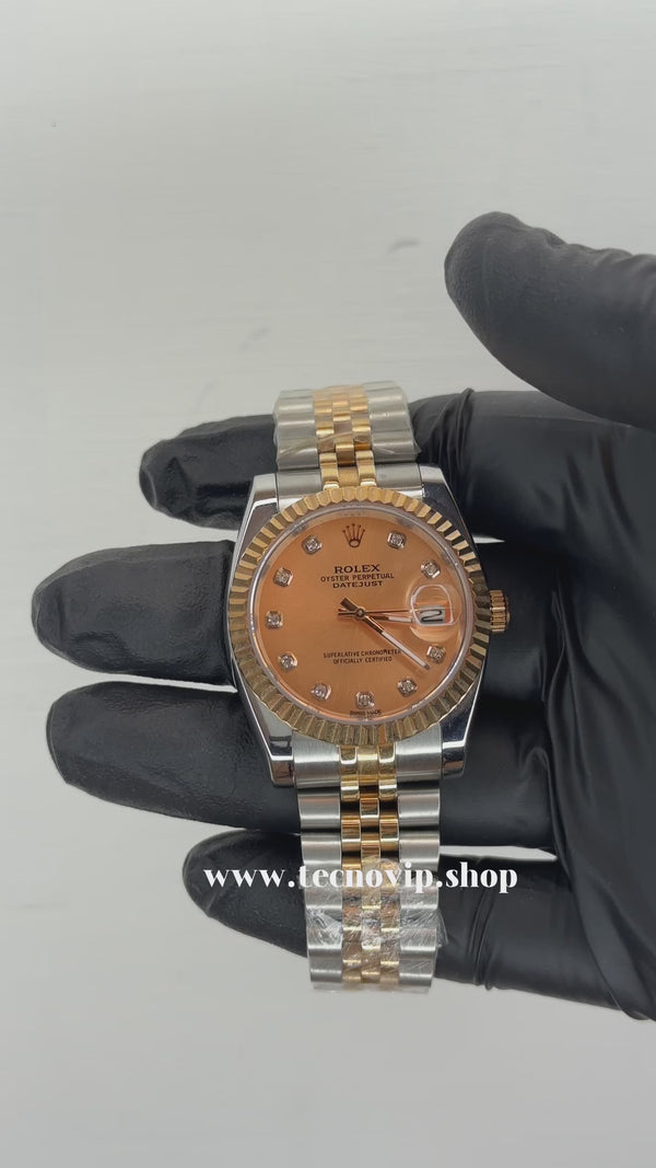 ROLEX DATE JUST ORANGE COMBINADO AAA(MUJER)